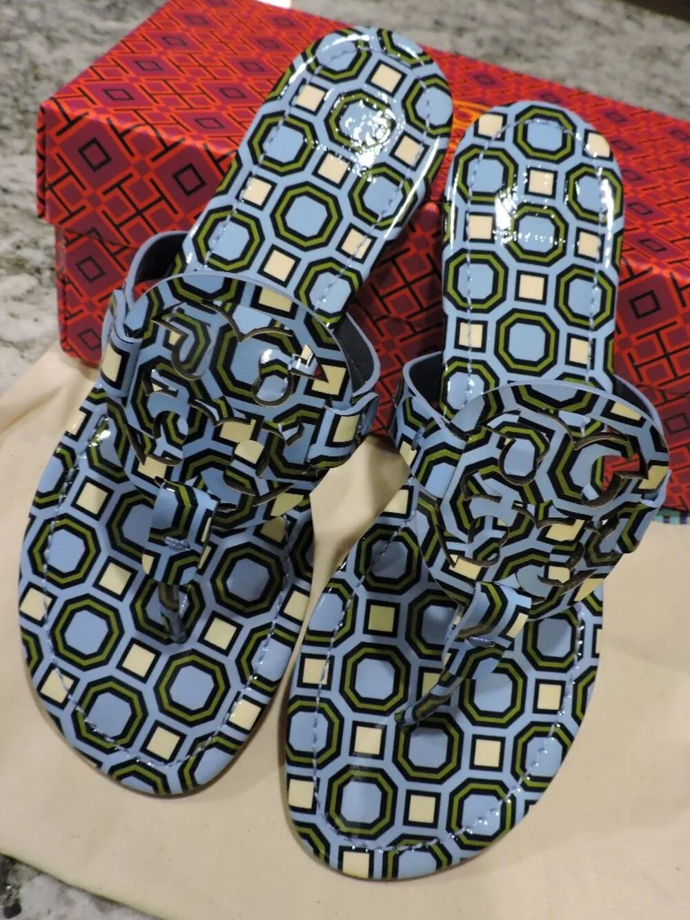 NIB Tory Burch Sandals - Light Chambray Octagon Miller - Size 8